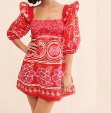 Farm Rio Summer Sunrise Smocked Mini Dress Size Medium