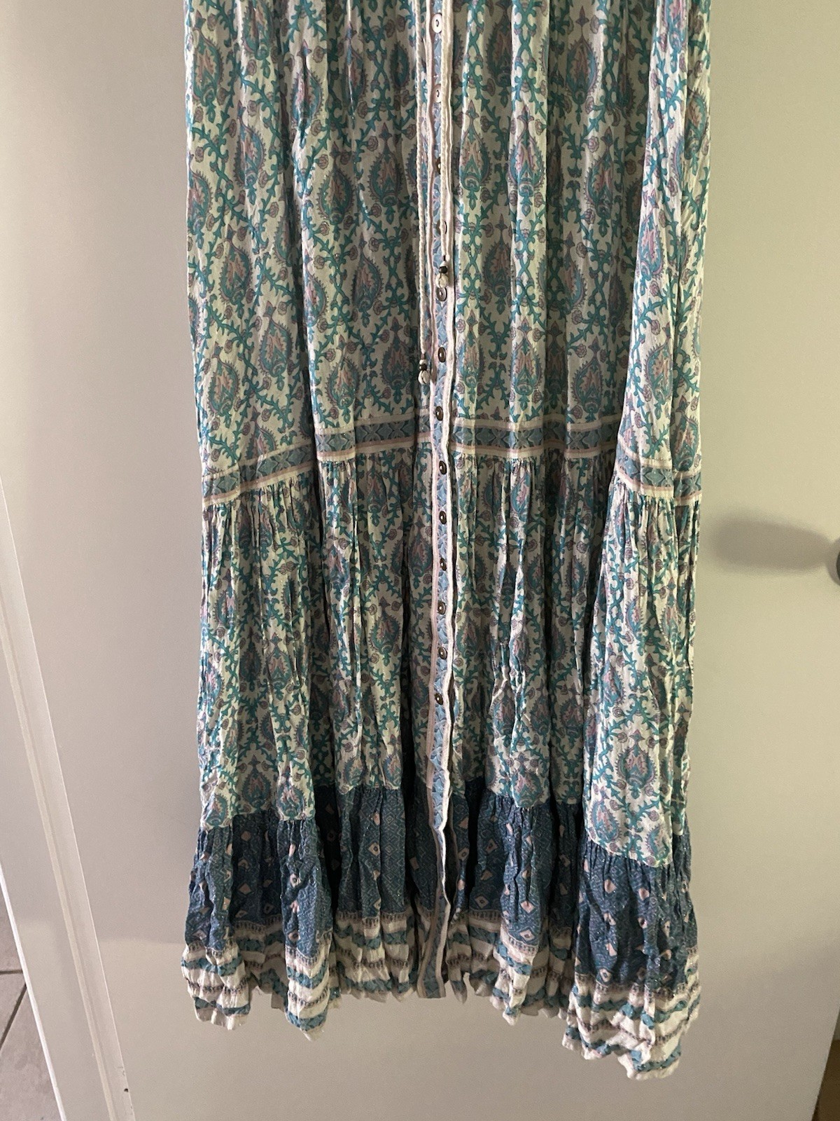 Spell Designs Oracle Gown Maxi Duster dress Sage Rare Vintage S *slightly hemmed image 4