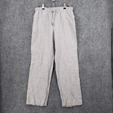 Jones New York Pants Womens S Small Gray Mid Rise Elastic Waist Linen Drawstring