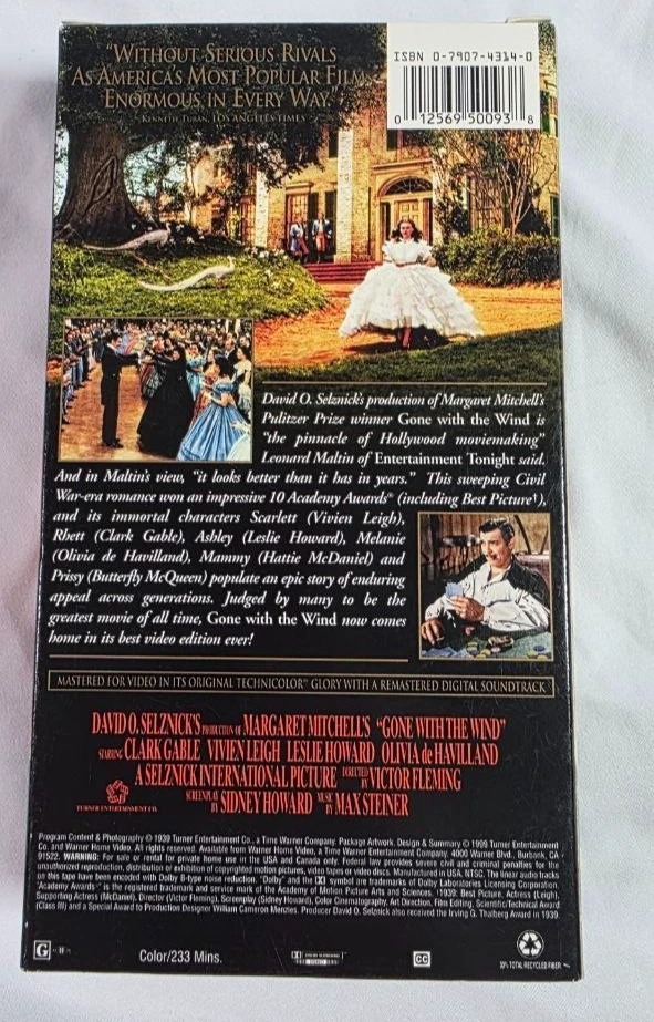 Gone With the Wind 2-Tape VHS Set 1939 Warner Bros Clark Gable - Image 2 of 4