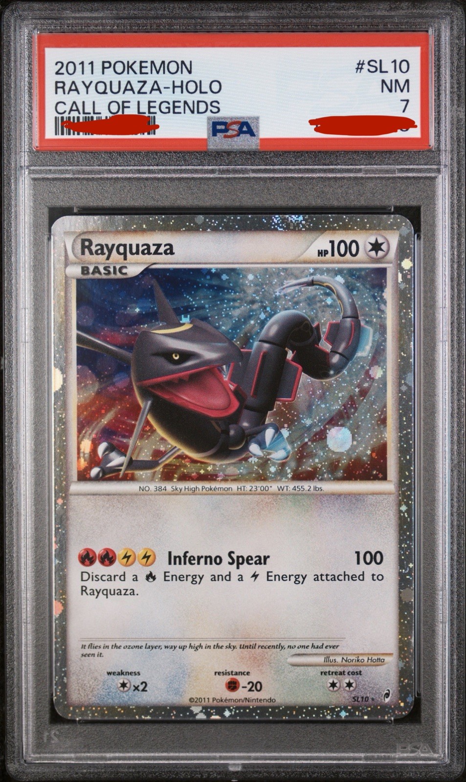Pokemon Call of Legends Rayquaza Shiny Holo Rare SL10 2011 English PSA 7