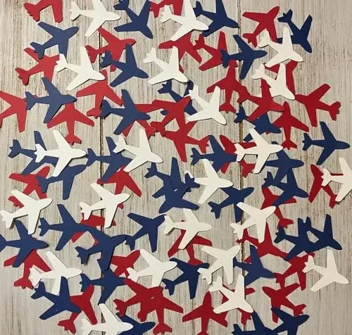 Airplane Confetti Patriotic Aviation Party Decorations USA Birthday Party 100pc