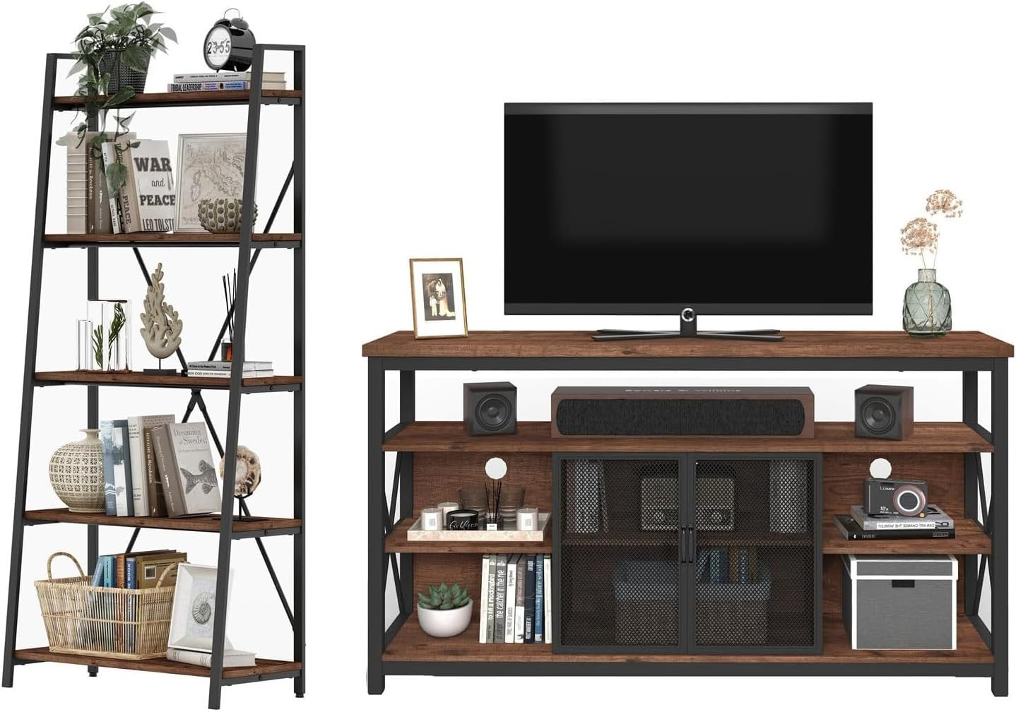 & 5-tier Ladder Shelf For 65" Tvs - Stylish Storage