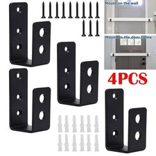 4Pcs Door Barricade Bracket Heavy Duty U Shape Brackets Security Bar Holder Door