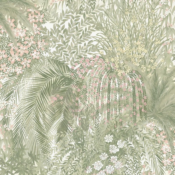 Green Tapete Paradise Leaves Botanisch Waschbar Papier Grandeco A82502-image