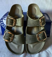BIRKENSTOCK Arizona BIG BUCKLE Sandal Jade Olive Green Waxy Leather 39N US 8-8.5
