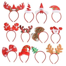 SEVEN STYLE 12 PCS Holiday Headbands,Cute Christmas head hat toppers,Great Fun 