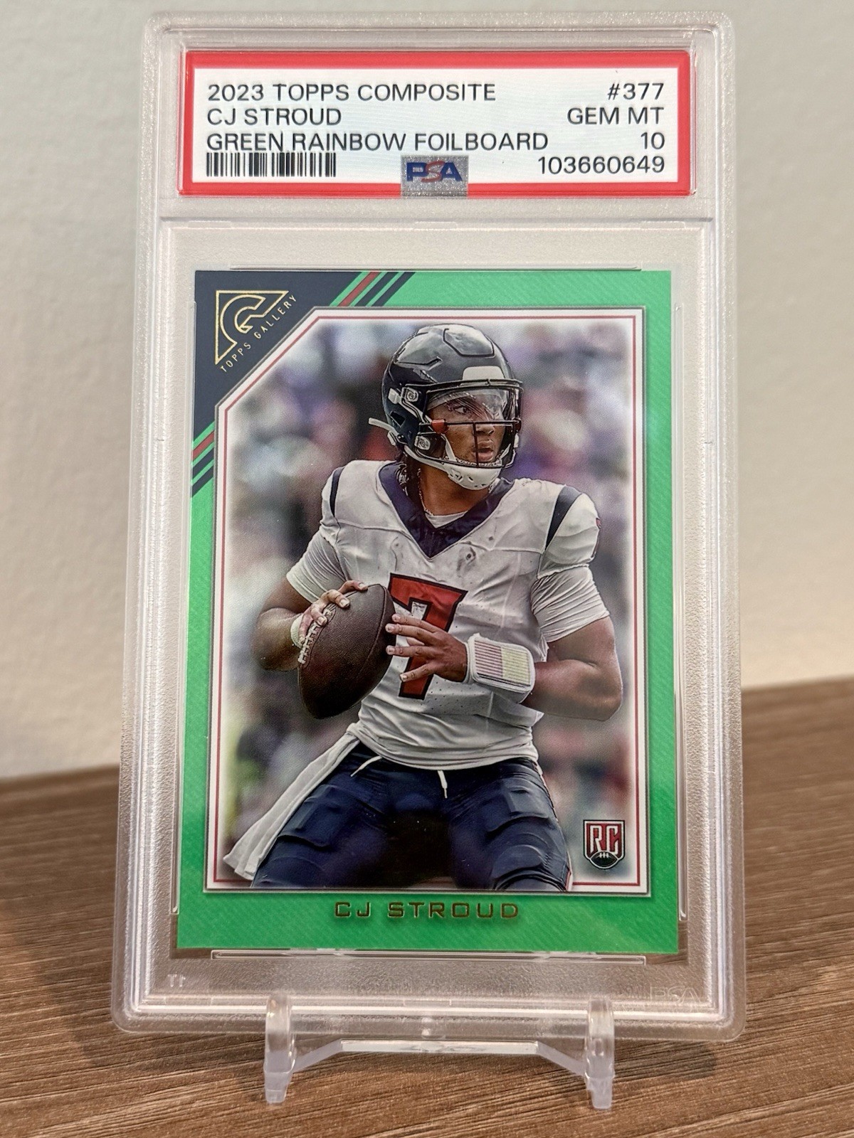 2023 CJ Stroud Topps Composite Green Rainbow Foilboard#377 /250 PSA 10 Rookie