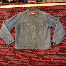 vintage 1960s roebucks SEARS jacket SELVEDGE denim red quilted lined Large/Med