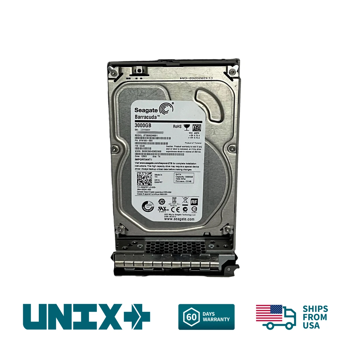 HDD-7126 激安 HDD3TB 3.5インチ SATA 766時間 内蔵HDD TOSHIBA