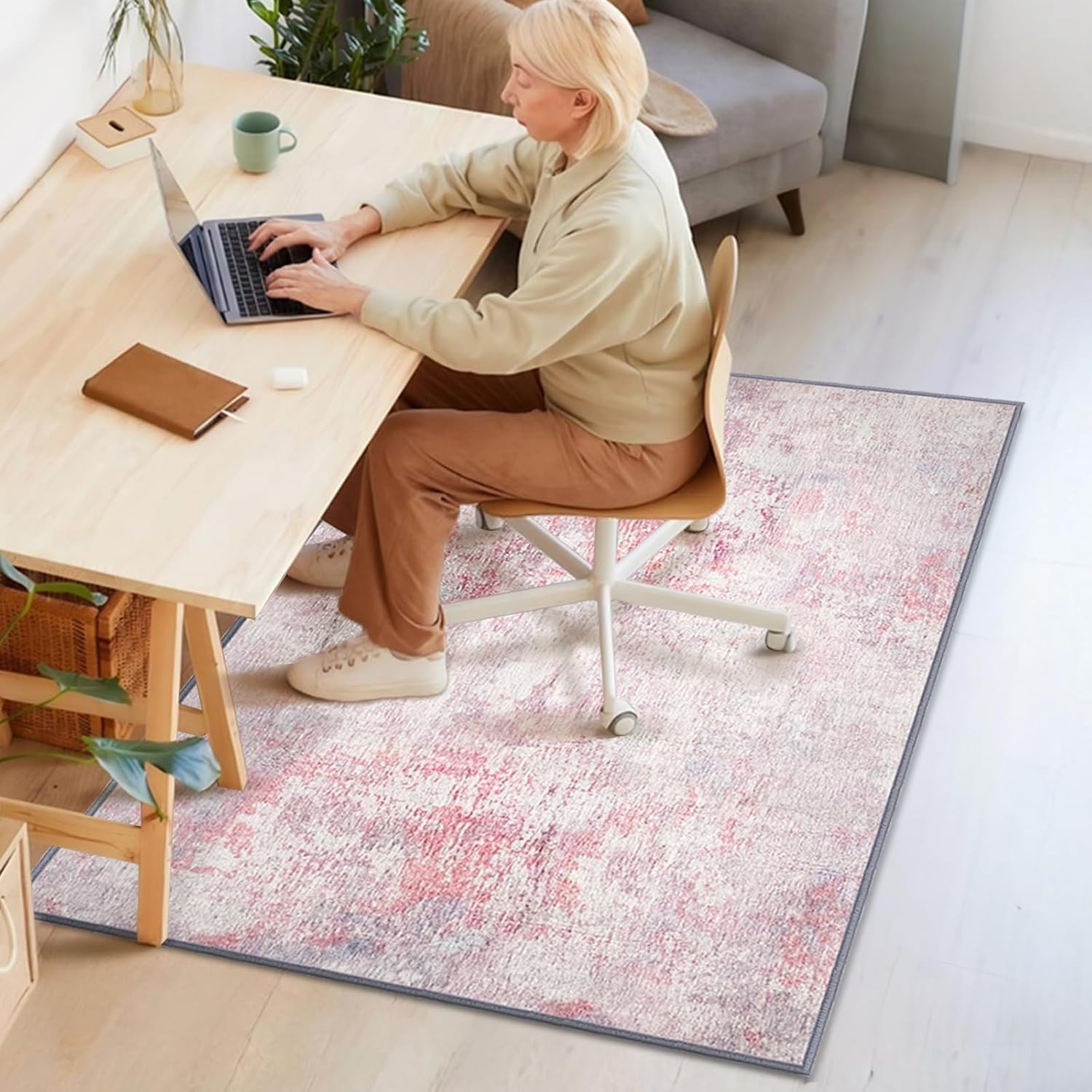 Office Chair Pink Boho Mat for Hardwood Floor Tile 48x36 Anti Slip Heavy Duty 4690₽