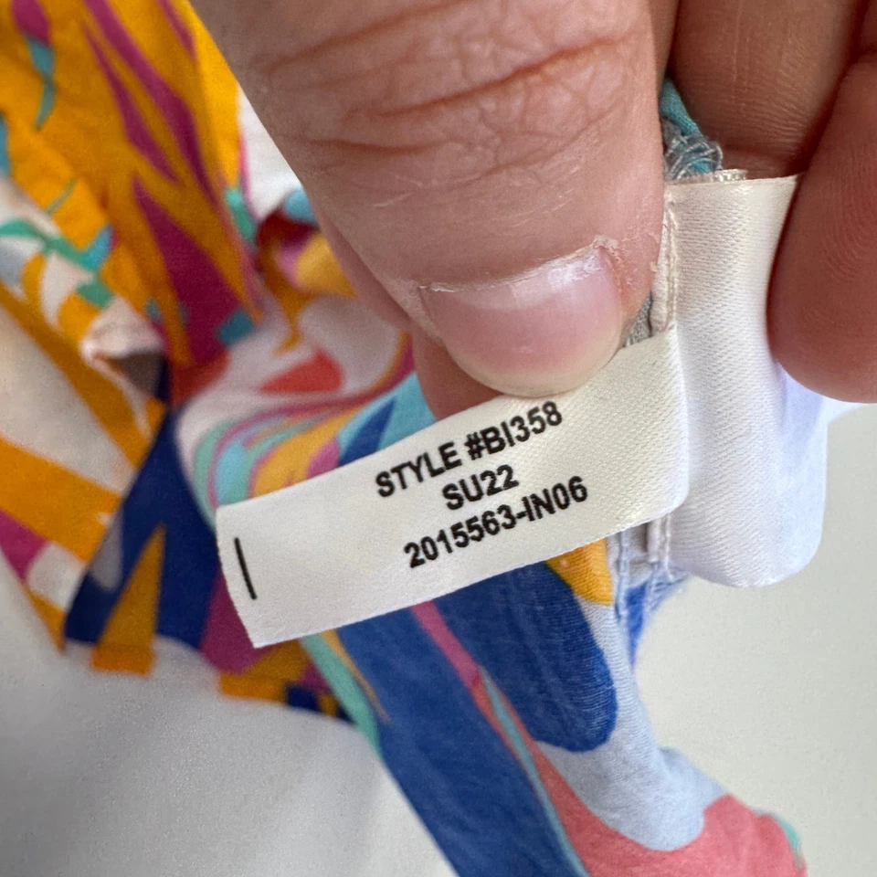 Top J Crew Mujer X Pequeño Manga Acampanada Botón Tropical Floral Multicolor Foto 4 de 4