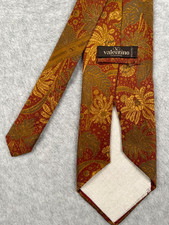 Valentino Cravatte Paisley Silk Tie Handmade Italy Red Gold Floral Luxury