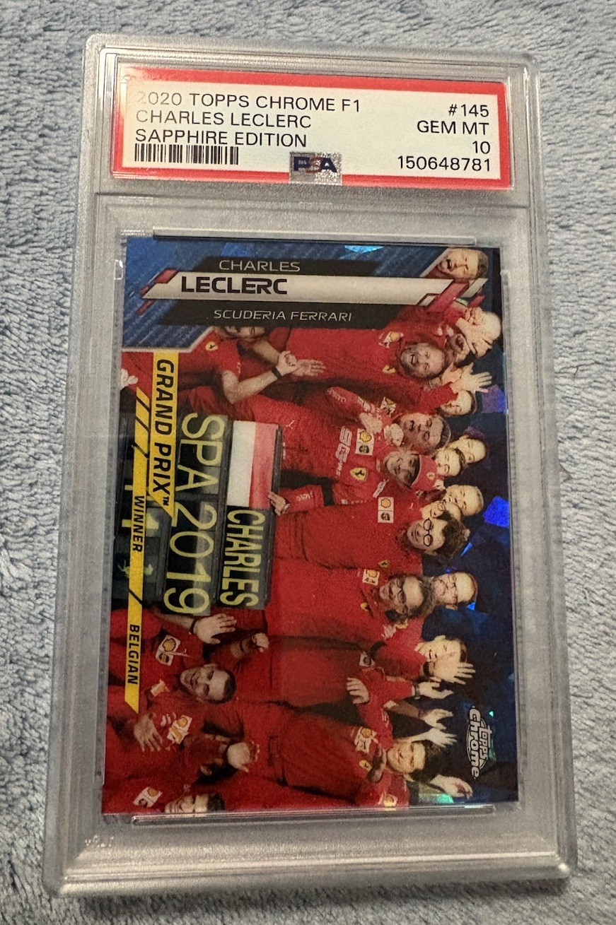 CHARLES LECLERC Ferrari 2020 Topps Chrome F1 SAPPHIRE EDT. #145 PSA 10 GM 🔴⭐️🏁 view 3