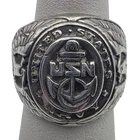 Vintage US Navy 925 Sterling Silver Eagle Anchor Signet Ring Size 7 Repaired USN