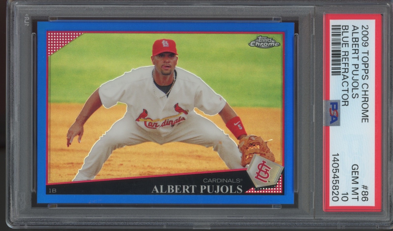 2009 Topps Chrome Blue Refractor #86 Albert Pujols /199 Gem Mint PSA 10 view 1