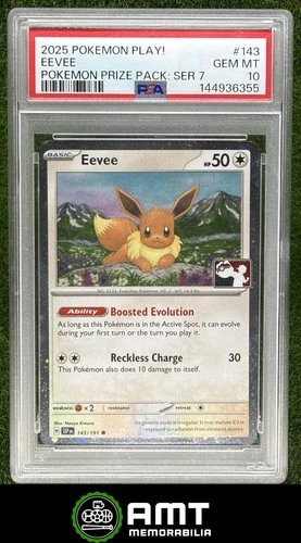 Eevee PSA 10 2025 Pokemon Play Prize Pack Series 7 Surging Sparks #143/191 6355