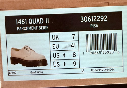 Dr. Martens 1461 Quad II EU 41 UK 7 Plateau 5,2 cm Halbschuhe Leder Beige - Bild 8 von 8