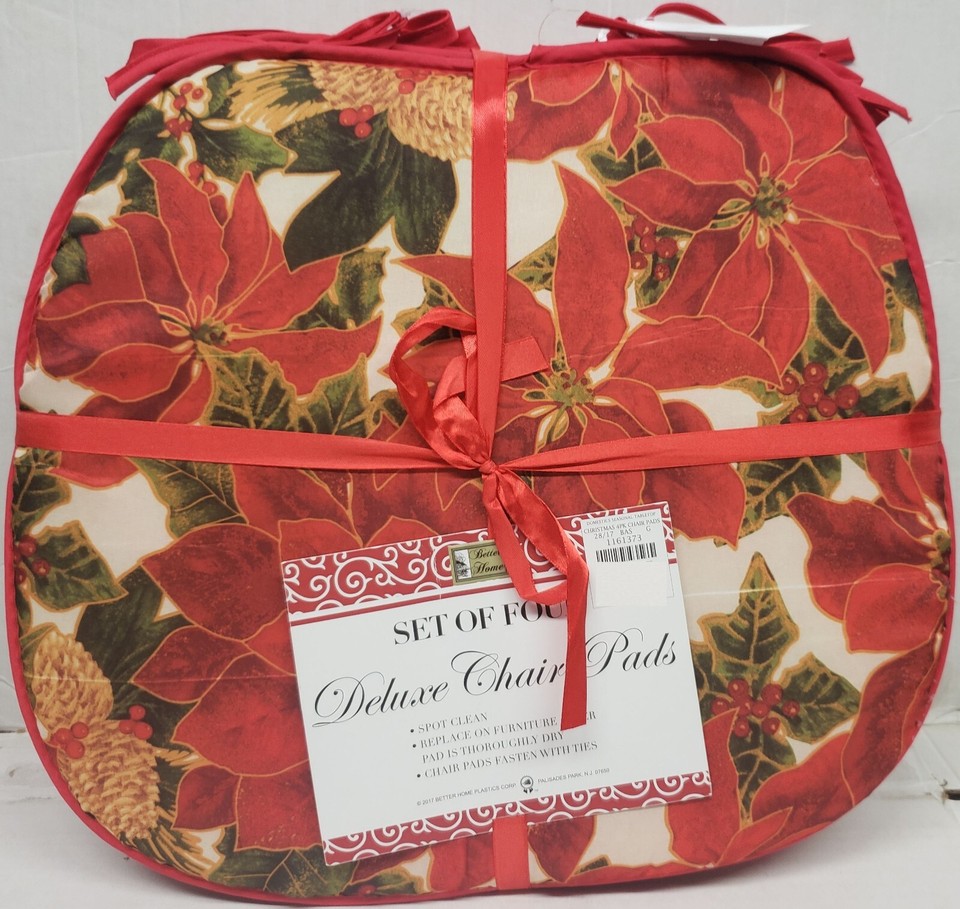 Better Home Chair Pads – Set Of 4, 15x15 Inches, Multicolor Flowers With Beige Ties