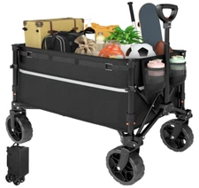 Collapsible Wagon Cart with Wheels Foldable for Grocery Sports Shopping Camping