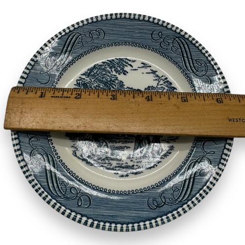 Royal USA CURRIER & IVES BLUE "Harvest" Bread & Butter Plate(s) - Picture 3 of 4