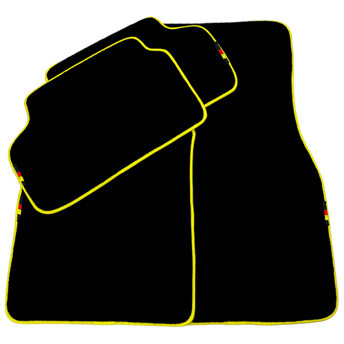 AutoWin Brand Black Floor Mats for BMW 7 Series E66 Long (2001-2008) Yellow Trim - Picture 3 of 13