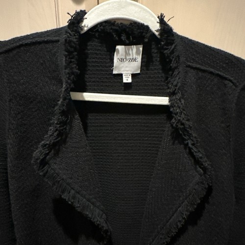 Nic+zoe fringe mix knit jacket small black NEW - Picture 5 of 6