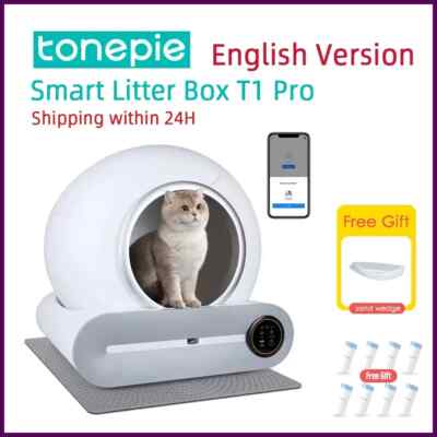 Tonepie 65L Automatic Smart Cat Litter Box Self Cleaning Fully Enclosed Cat Toil