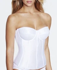 Dominique 8950 36C White Juliette Satin Corset Strapless Longline UW Bra NWOT