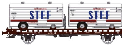 REE Models WB-636 Flachgüterwagen UFR SNCF mit 2 Anhängern ''STEF''