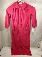 Vintage Komar Red Fushia Fleece Snap Closure Maxi Bath Robe NEW tags sz Small