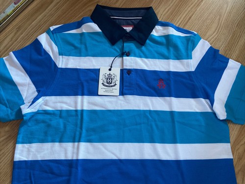 Hurlingham Polo New Men’s Reg Fit Blue/White Striped Medium Polo Shirt RRP £90 - Bild 2 von 4