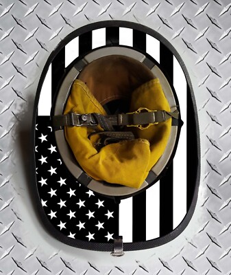 Black and White Standard American Flag Fire Helmet Wrap Sticker Decal Brim Trim
