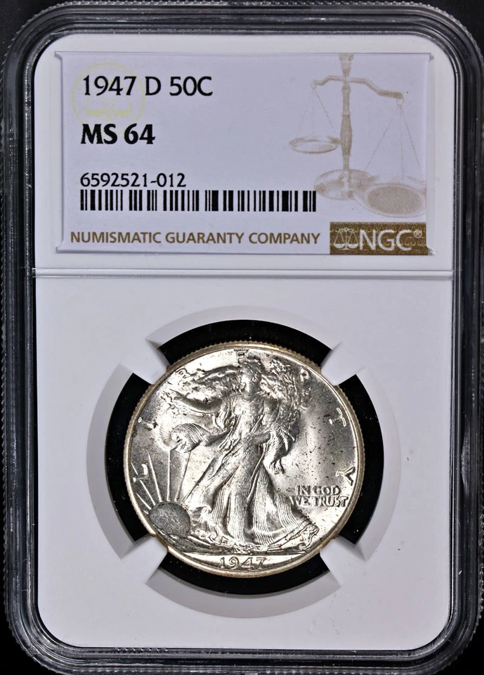 1947-D Walking Liberty Half NGC MS64 Great Eye Appeal Strong Strike - Image 3 of 4