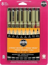 Sakura Pigma Micron Black Pens 8 Count Set #30067