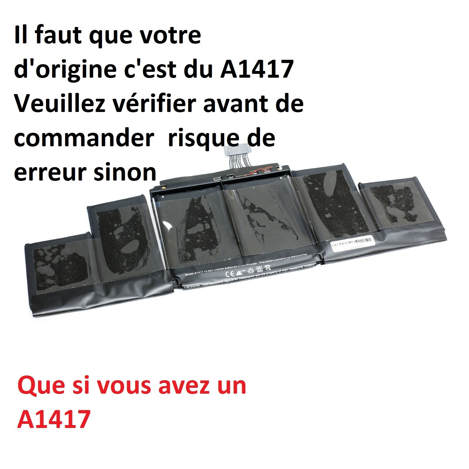 Batterie MacBook Pro A1398 Retina 15 de 2012 2013 bloc alimentation interne Lithium 95Wh