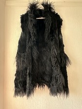 Black Real Fur Gilet 14 Catch Me Smart Party Winter Holiday Glam Shaggy Luxury