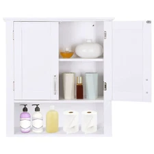 Wall Cabinets Storage Cabinets w/ Doors and Shelf  Over The Toilet Wall Cabinet