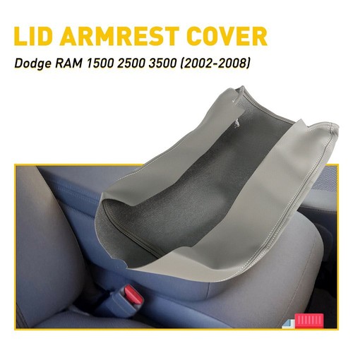 Gray Leather Center Console Lid Armrest Cover Fit Fit Dodge Ram 2002-2008 - Foto 2 di 12