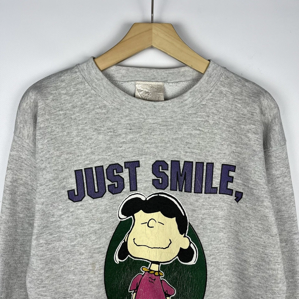 Sudadera vintage de dibujos animados Lucy Peanuts "Just Smile And Agree With ... - Imagen 2 de 4