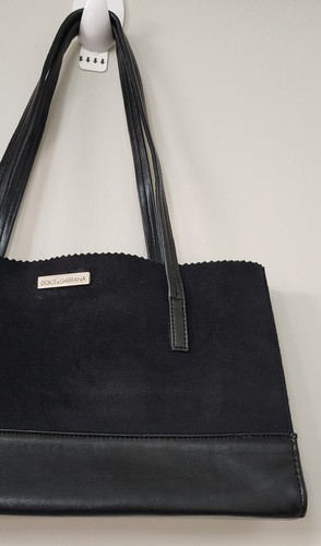 Dolce & Gabbana Authentic Suede & Leather Shoulder Handbag. 12"x 7". Black - Photo 4/7
