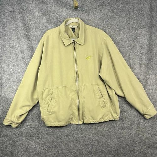 Tommy Bahama Mens Jacket Large Tan Windbreaker Silk Outdoors Full Zip Lined