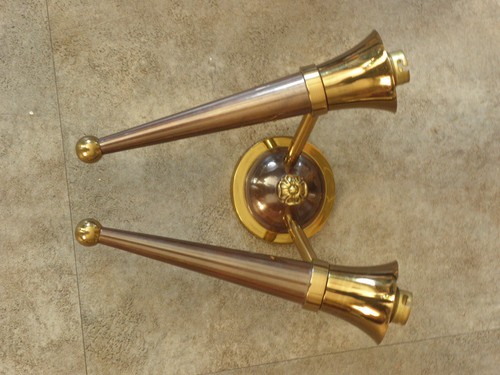 PAIR wall lamp sconce light brass bronz bauhaus copper art deco old luxury retro - Picture 7 of 9