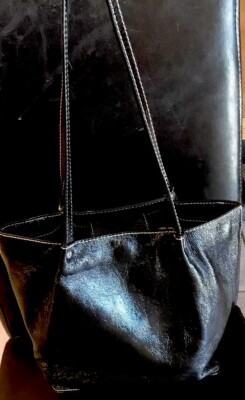 Talbots Black leather shiny pocketbook 