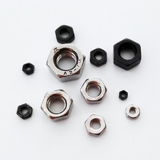 Black A2 304 Stainless Steel Metric Full Thread Hex Hexagonal Head Nut M1.4-M6