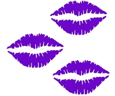 Three Purple Kiss Mark Lips Vinyl Decals Car Truck Window Laptop Tablet Tumbler