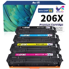 4PK W2110X for HP 206X Toner Set Laserjet Pro m283fdw m283cdw m255dw With Chip