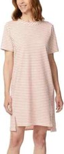 Buffalo David Bitton Striped Dress Pink White Cotton Crew Neck Women's Medium