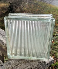 Vintage Reclaimed Glass Blocks 7.5 x 7.5 x 3.125 Salvage Light Brick Lines