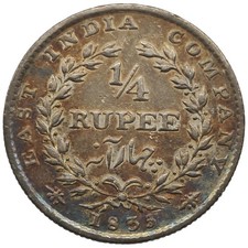 British India 1/4 Rupee 1835 William III Silver Coin